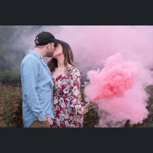 Pink gender reveal smoke